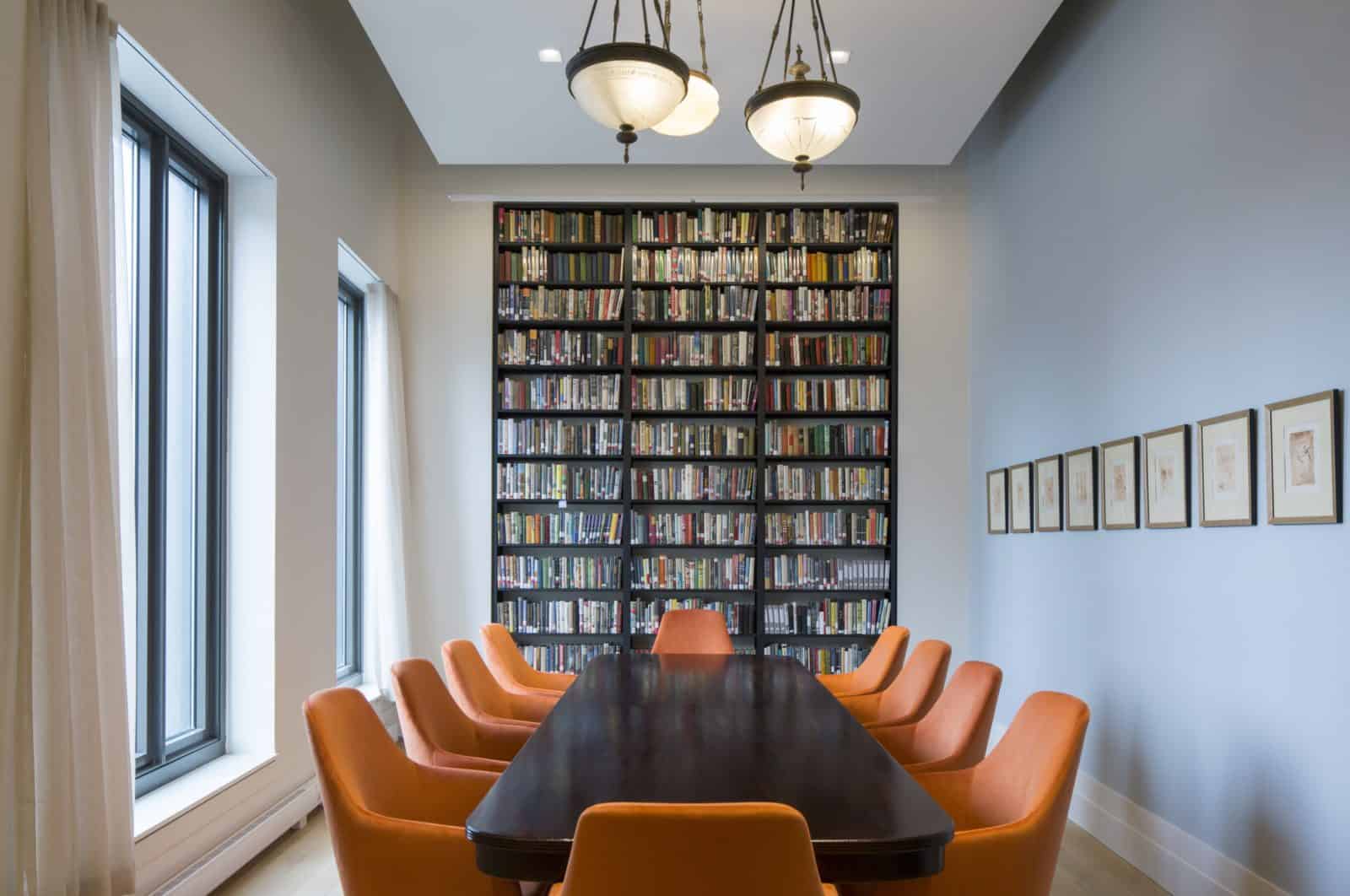 Orange Room table and bookcase